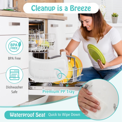 Babyjoy 4-in-1 Convertible Baby High Chair Feeding with Removable Double Tray& Footrest