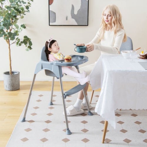 Babyjoy 4-in-1 Convertible Baby High Chair Feeding with Removable Double Tray& Footrest