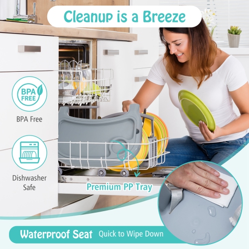 Babyjoy 4-in-1 Convertible Baby High Chair Feeding with Removable Double Tray& Footrest