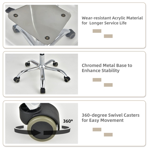 Costway Set of 2 Rolling Acrylic Armless Desk Chair Swivel Vanity Ghost Chair Adjustable