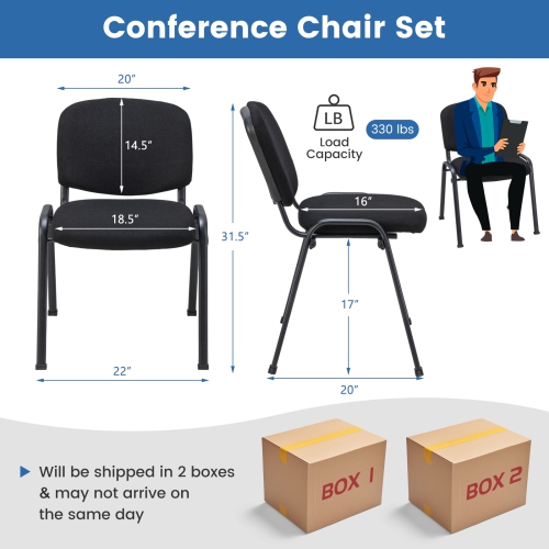Costway Set of 10 Office Guest Chair Stackable Reception Chair Waiting Conference Room
