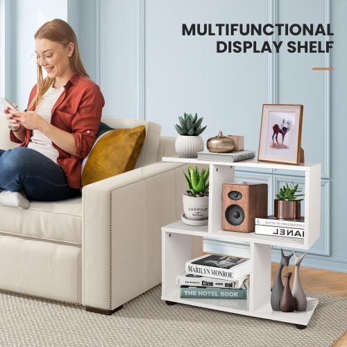 Costway 2 PCS 2-Tier Bookshelf S Shaped Bookcase Storage Rack Display Shelf w/ Foot Mats