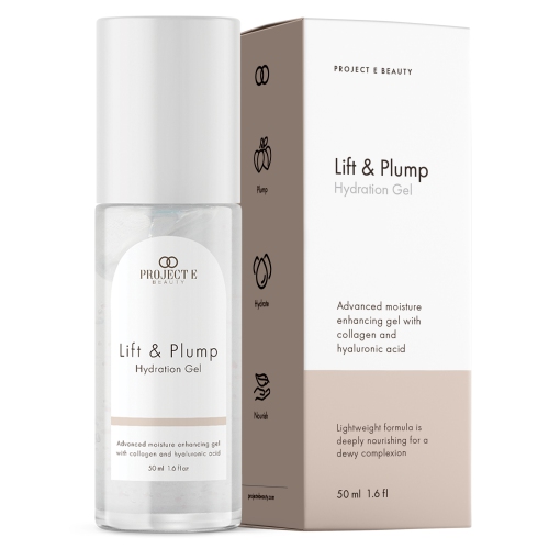 PROJECT E BEAUTY  Lift & Plump Hydration Gel | Anti-Aging & Brightening | Collagen, Hyaluronic Acid, Vitamin C | 50Ml