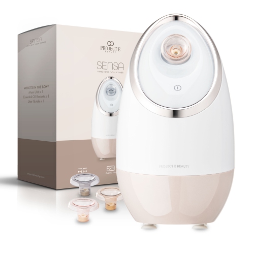 Project E Beauty Sensa Nano Ionic Facial Steamer | Pore Cleansing | Detoxify & Clarify | Moisturize & Hydrate | Aromatherapy