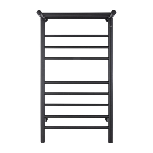 WarmlyYours Summit Electric Towel Warmer 19"W x 35"H x 10"D, Black, Hardwired or Plug-in with Heated Shelf