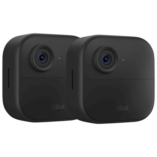 Système de surveillance à caméras IP d'extérieur sans fil HD intégrale 1080p 4 de Blink - Ensemble de 2 - Noir
