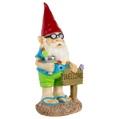 16" Summer Time "Welcome" Gnome Outdoor Garden Statue
