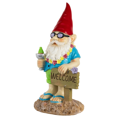 16" Summer Time "Welcome" Gnome Outdoor Garden Statue