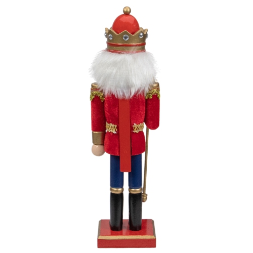 14" Red and Gold Traditional Christmas Nutcracker King with Scepter Tabletop Figurine