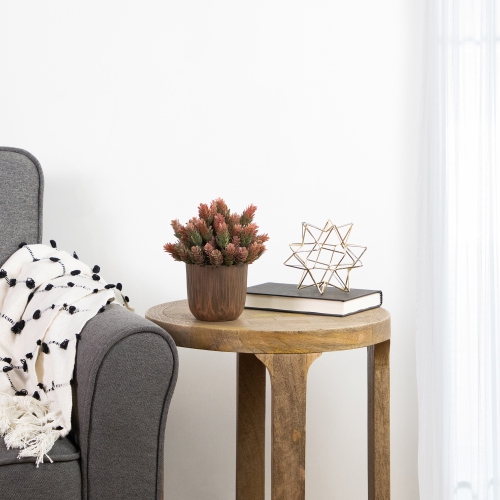 Two-Tone Wild Flower Artificial Plant in a Textured Lined Pot - 8"