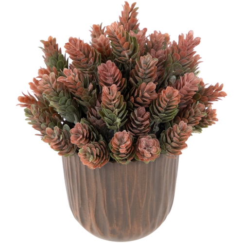 Two-Tone Wild Flower Artificial Plant in a Textured Lined Pot - 8"