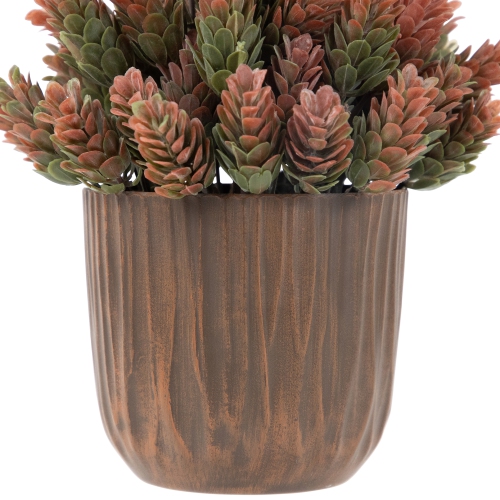 Two-Tone Wild Flower Artificial Plant in a Textured Lined Pot - 8"