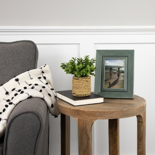 Milan Leaf Artificial Mini Bush In Rattan Basket - 7"