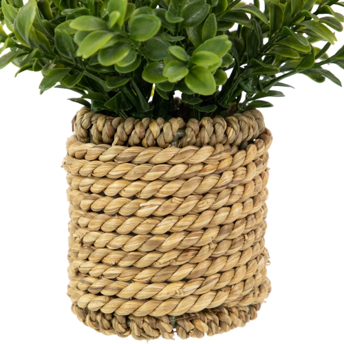 Milan Leaf Artificial Mini Bush In Rattan Basket - 7"