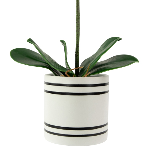 Real Touch™ Artificial Spring Orchids in a Striped Ceramic Pot - 2' - Pink