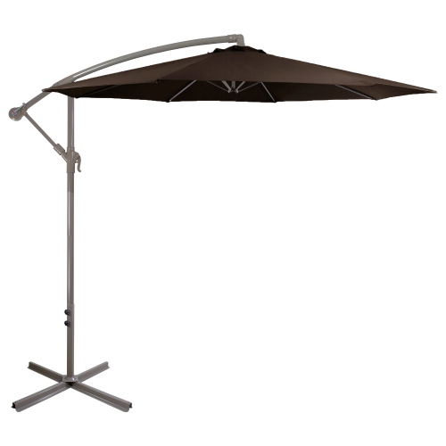Parasol de patio excentré à 10ft pi avec manivelle, brun