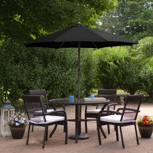 7,5ft parasol de patio extérieur avec manivelle, noir