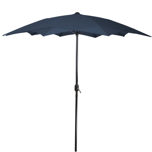8.5ft Outdoor Patio Lotus Umbrella with Hand Crank, Navy Blue