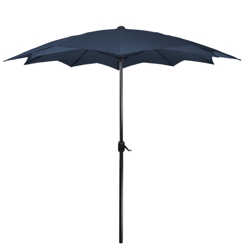 8.5ft Outdoor Patio Lotus Umbrella with Hand Crank, Navy Blue