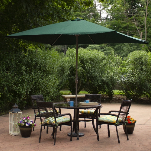 10ft x 6.5ft Outdoor Patio Market Umbrella with Hand Crank, Hunter Green