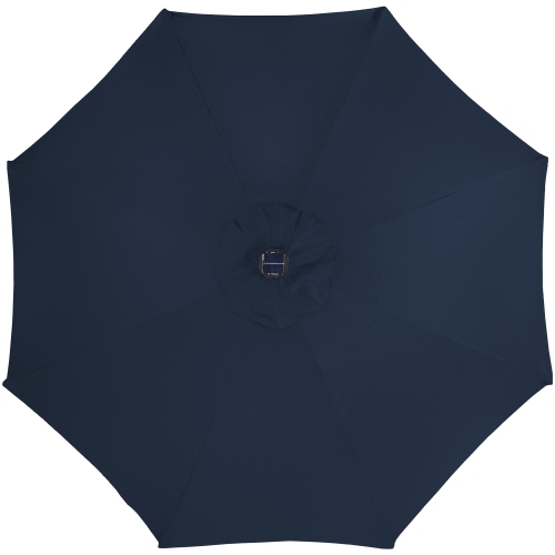 9ft Solar Lighted Outdoor Patio Market Umbrella with Hand Crank and Tilt, Navy Blue