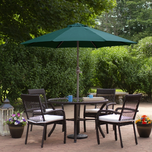 7,5ft parasol de patio extérieur avec manivelle, vert chasseur