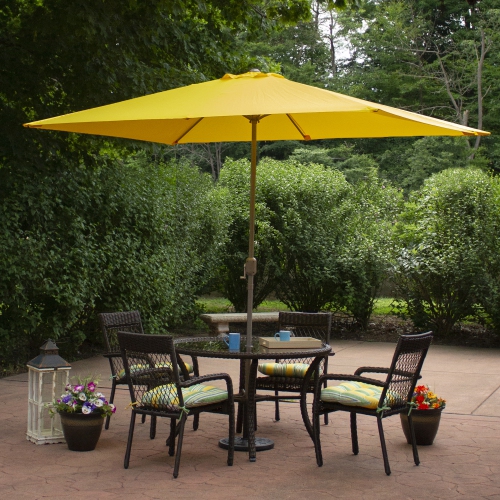 10ft x 6.5ft Outdoor Patio Market Umbrella with Hand Crank, Yellow