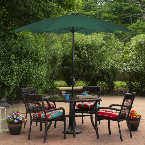 8.5ft Outdoor Patio Lotus Umbrella with Hand Crank, Green