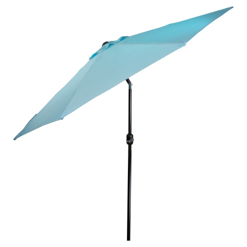 9ft Outdoor Patio Market Umbrella with Hand Crank and Tilt, Turquoise Blue