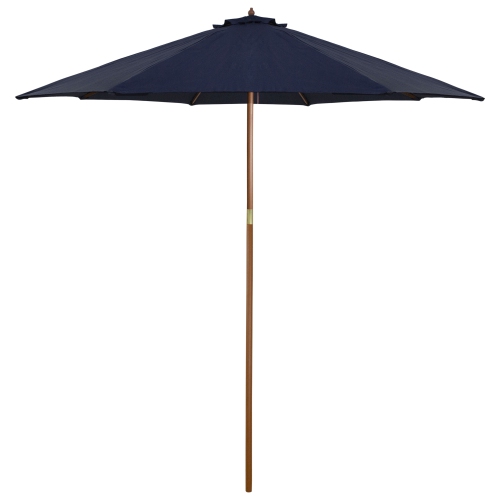 NORTHLIGHT  9Ft Outdoor Patio Market Umbrella With Wooden Pole In Navy Blue