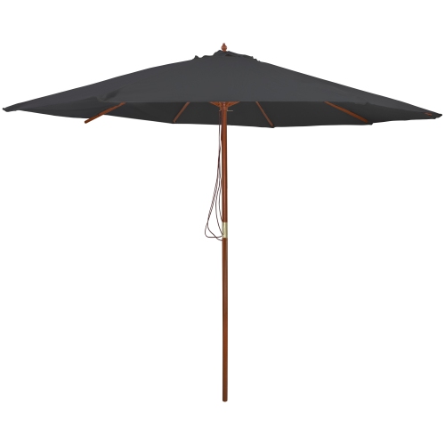 Parasol de patio d'extérieur de 8,5ft pi avec poteau en bois, gris