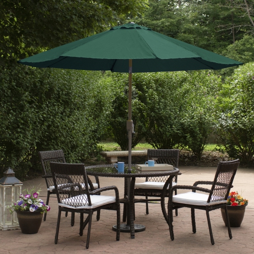 9ft Outdoor Patio Market Umbrella with Hand Crank and Tilt, Hunter Green