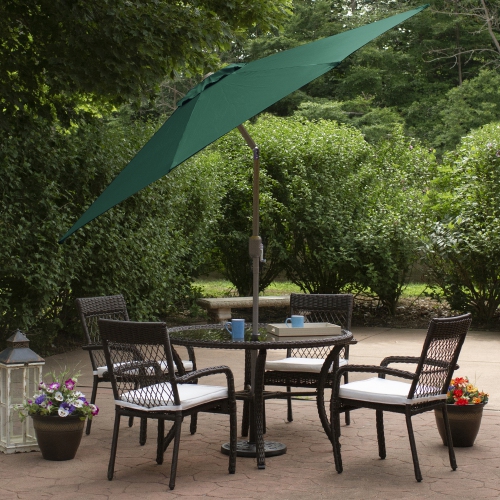 9ft Outdoor Patio Market Umbrella with Hand Crank and Tilt, Hunter Green
