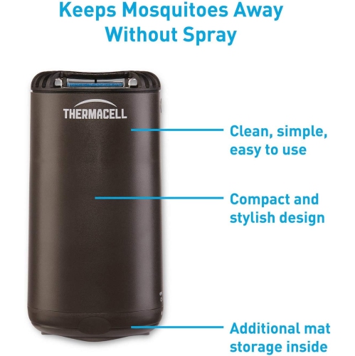 Thermacell Patio Shield Mosquito Repeller And Refill Bundle - DEET-Free & Scent-Free - Black