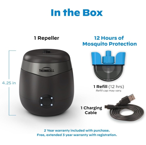 Thermacell Mosquito Repellent E-Series Rechargeable Repeller with 9H Battery Life