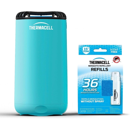 Thermacell Patio Shield Mosquito Repeller And Refill Bundle - DEET-Free & Scent-Free - Glacial Blue