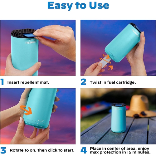 Thermacell Patio Shield Mosquito Repeller And Refill Bundle - DEET-Free & Scent-Free - Glacial Blue