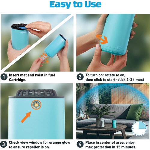 Thermacell Patio Shield Mosquito Repeller And Refill Bundle - DEET-Free & Scent-Free - Glacial Blue