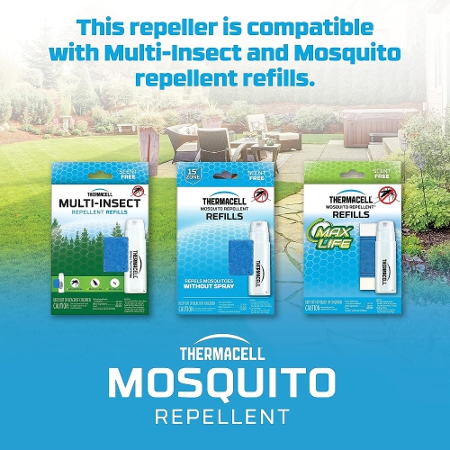 Thermacell Patio Shield Mosquito Repeller And Refill Bundle - DEET-Free & Scent-Free - Glacial Blue