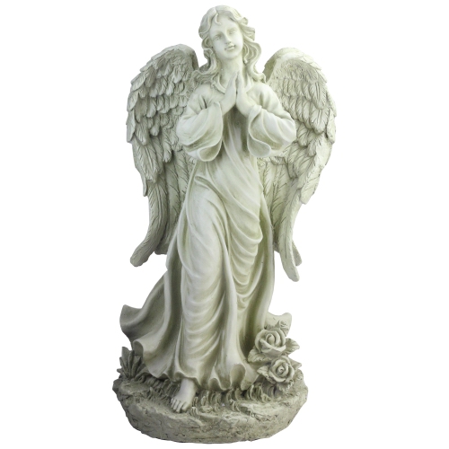 24.5" Light Olive Green Praying Angel Decorative Outdoor Garden Statue