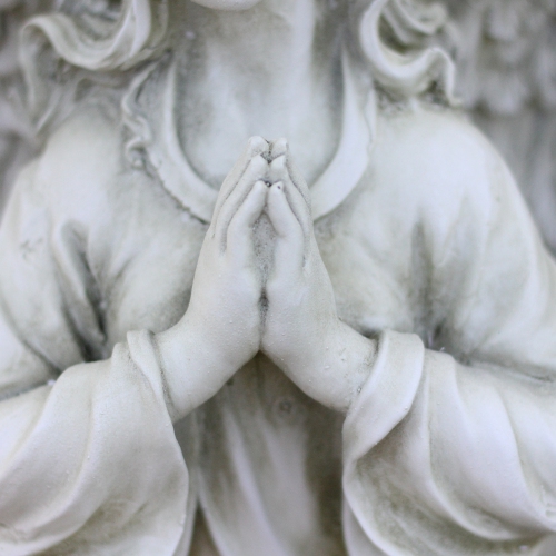 24.5" Light Olive Green Praying Angel Decorative Outdoor Garden Statue