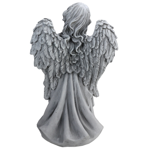 16.5" Gray Angel Decorative Outdoor Garden Bird Feeder Statue