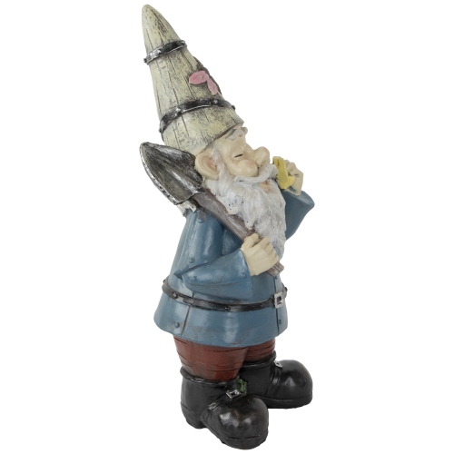 Gnome with Shovel Outdoor Garden Statue - 15.25"