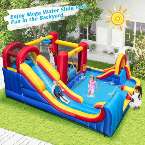 Costway Inflatable Water Slide Giant Kids Water Park with Double Slides & 950W Blower
