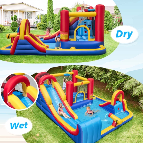 Costway Inflatable Water Slide Giant Kids Water Park with Double Slides & 950W Blower