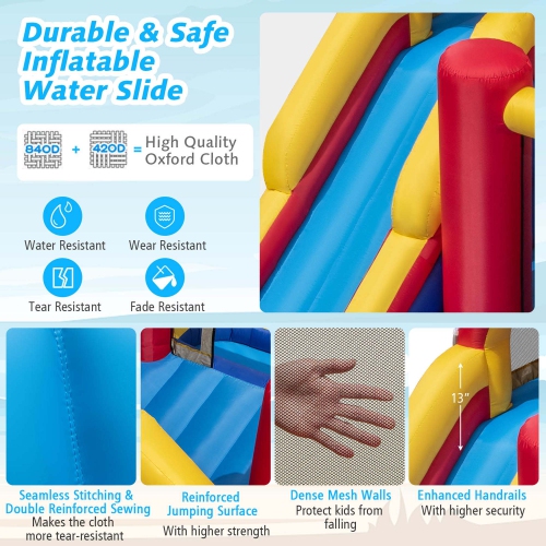 Costway Inflatable Water Slide Giant Kids Water Park with Double Slides & 950W Blower