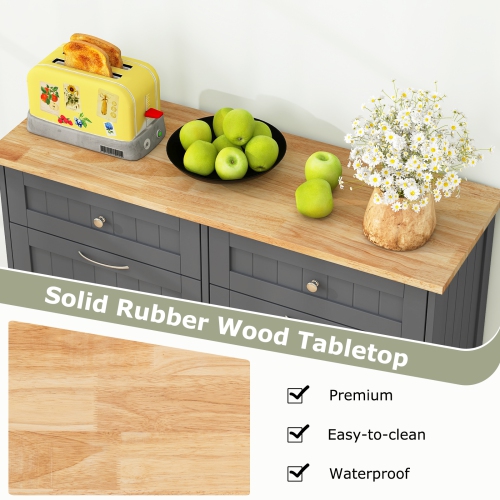 Costway Wooden Kitchen Trash Cabinet Tilt Out Bin Holder w/ Drawer & Storage Shelf