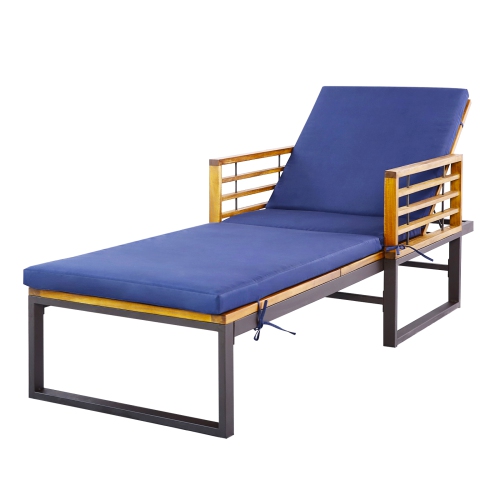 Chaise longue de patio rembourrée avec chaise longue inclinable de Costway, bleu marine, 800 lb