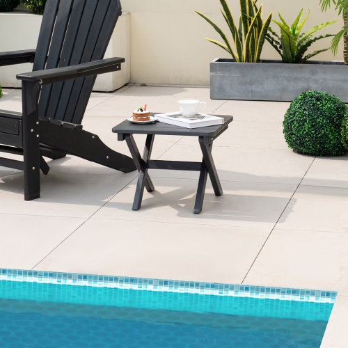 Costway Outdoor Folding Side Table Weather-Resistant HDPE Adirondack Table Black/Gray