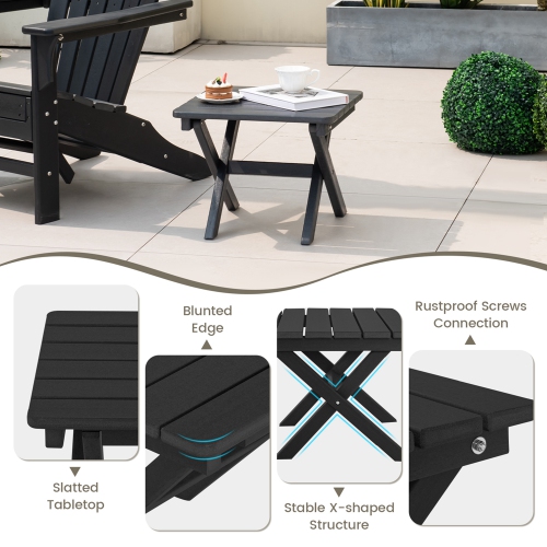 Costway Outdoor Folding Side Table Weather-Resistant HDPE Adirondack Table Black/Gray